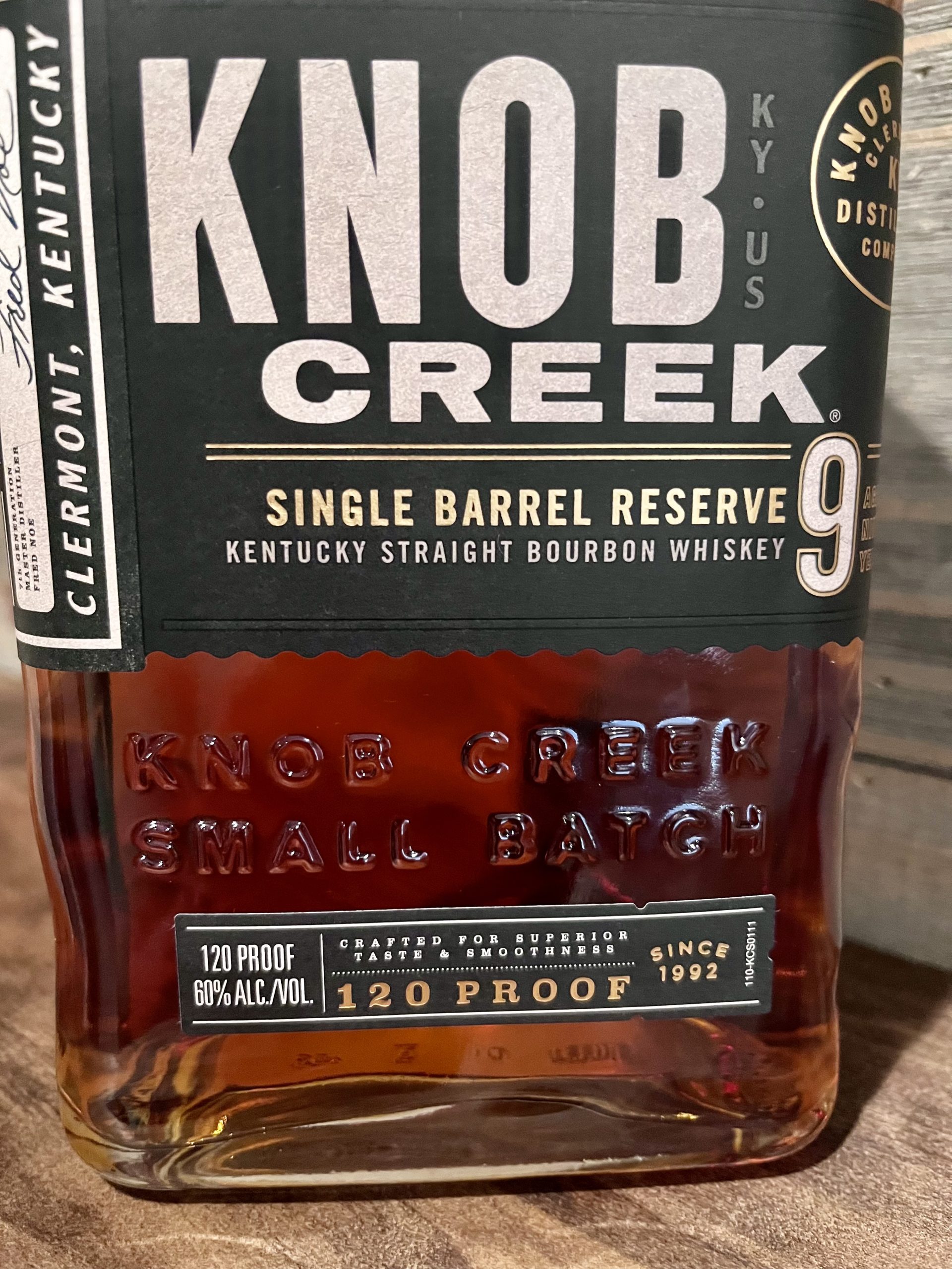 Knob Creek Single Barrel Reserve 9 Year Front/Lower View